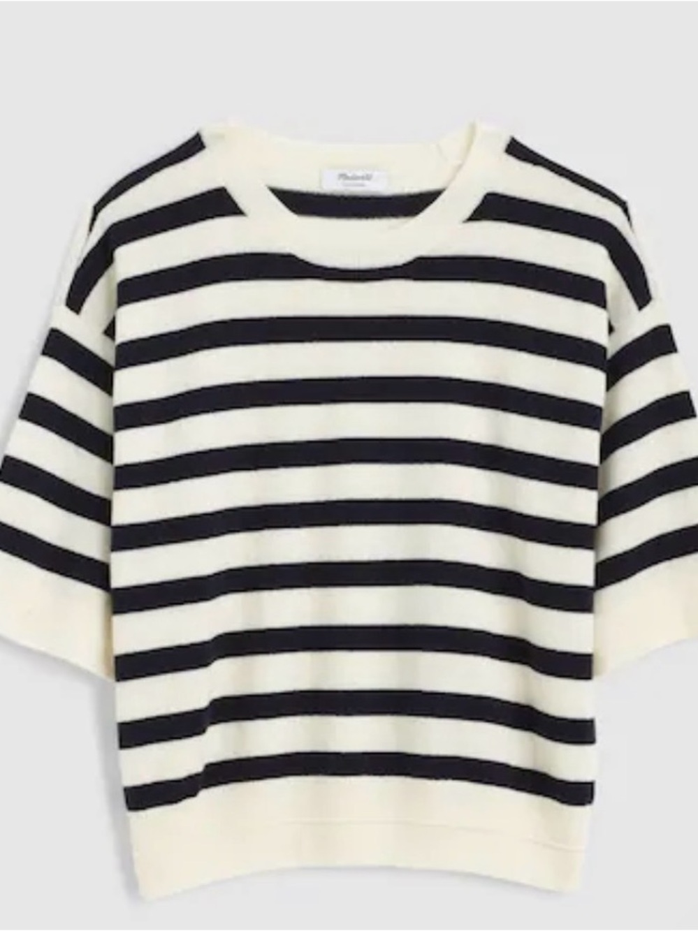 Madewell Relaxed Sweater Tee 100% Cashmere in Ivory and Navy Stripe